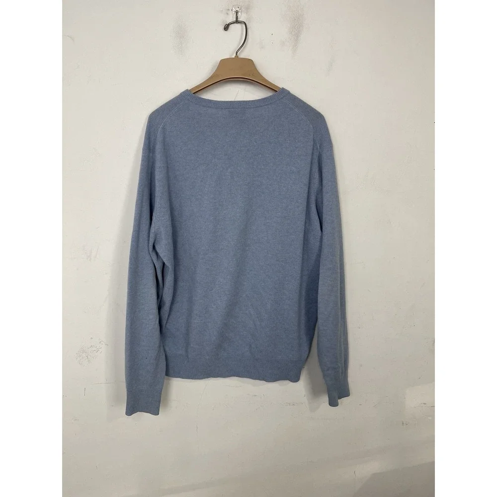 Jos A Bank Mens M 100% Cashmere V-Neck Pullover Sweater‎ Light Blue Stain